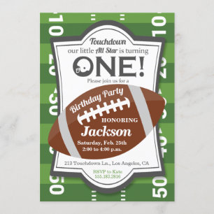 Boy's First Birthday Football Touchdown All Star Invitation