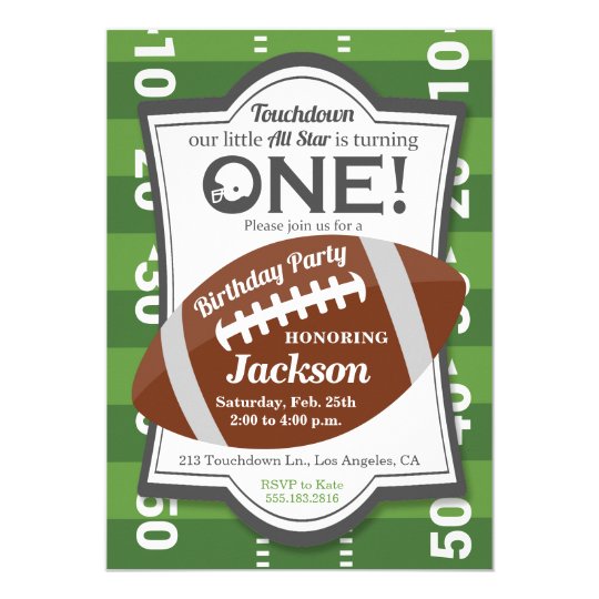 Boy's First Birthday Football Touchdown All Star Invitation | Zazzle.com