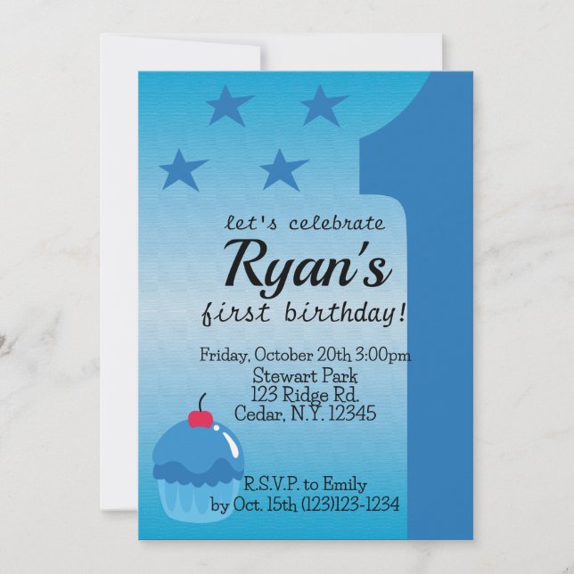 Boy's first birthday invitation  (Front)