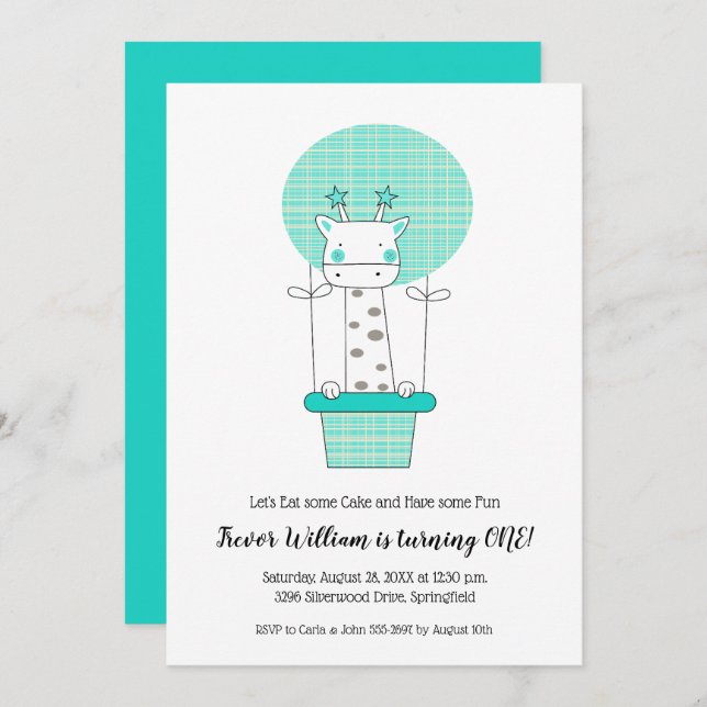 Boys First Birthday Invitations (Front/Back)