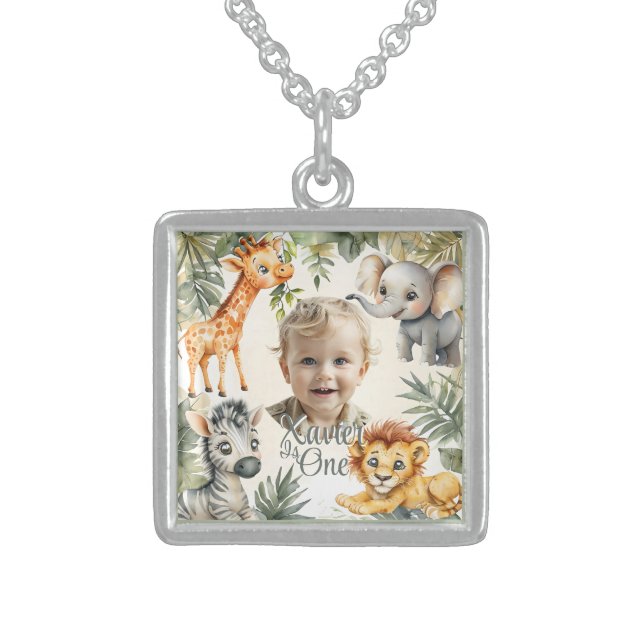 Boy's First Birthday-Sterling Silver Necklace (Front)