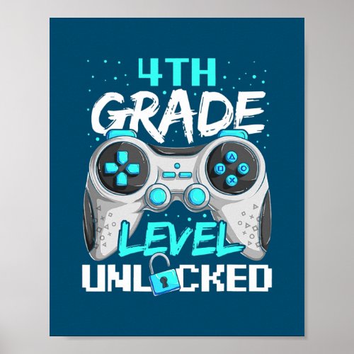 Boys First Day Of 4th Grade Kids Gaming Back To Poster