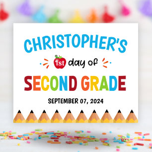 Boys First Day Of School Second Grade Poster