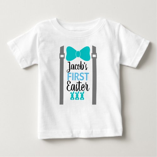 Boys First Easter Custom Baby T_Shirt