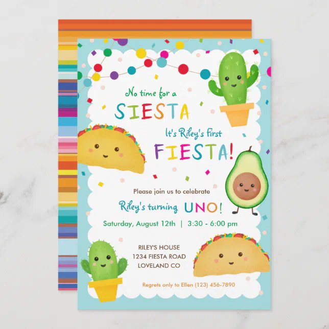 Boy's First fiesta birthday - no time for siesta Invitation | Zazzle