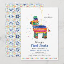 Boy's First Fiesta Birthday Piñata Invitation