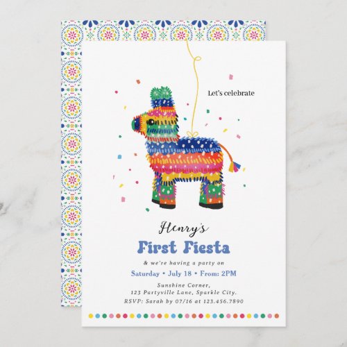 Boys First Fiesta Birthday Piata Invitation