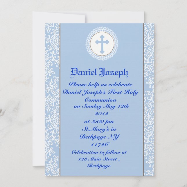 Boys First Holy Communion Invitations (Front)