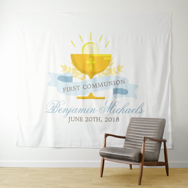 Boys First Holy Communion Personalized Tapestry (In Situ (Horizontal))