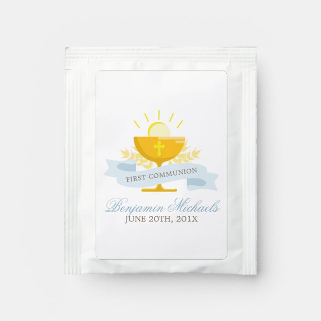 Boys First Holy Communion Personalized Tea Bag Drink Mix (Front)