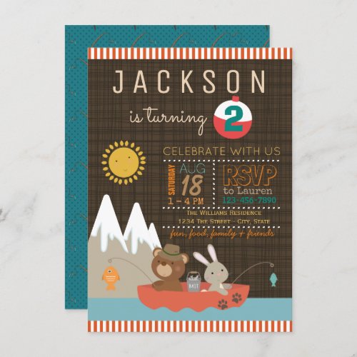 Boys Fishing Birthday Party Invitations