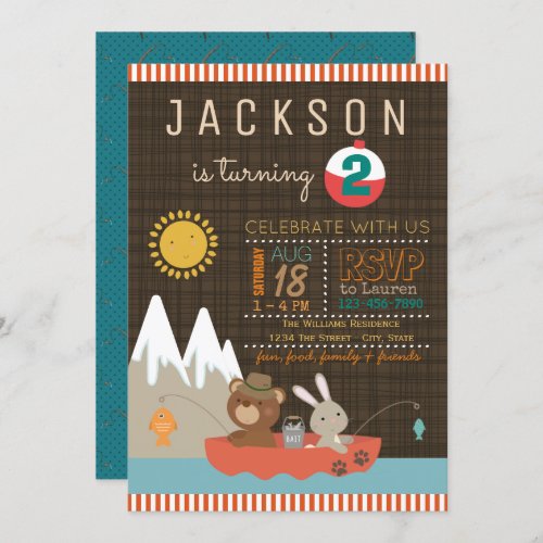 Boys Fishing Birthday Party Invitations