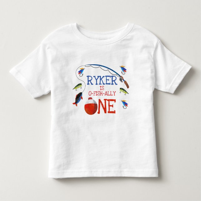 Boys Fishing o-fish-ally one 1st birthday tshirt (Front)
