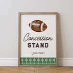 Boy's Football 1st Birthday Concession Stand Poster<br><div class="desc">Huddle up with your friends and loved ones – it's game time! Rally together for your little guys 1st birthday touchdown. This design features a watercolor football and field with fun sporty typography - available for print and instant digital download.</div>