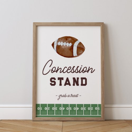Boys Football 1st Birthday Concession Stand Poster