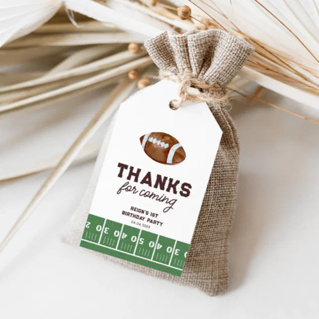 Boy's Football 1st Birthday Touchdown Favor Gift Tags
