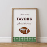 Boy's Football First Year Down 1st Birthday Favor Poster<br><div class="desc">Huddle up with your friends and loved ones – it's game time! Rally together for your little guys 1st birthday touchdown. This design features a watercolor football and field with fun sporty typography - available for print and instant digital download.</div>
