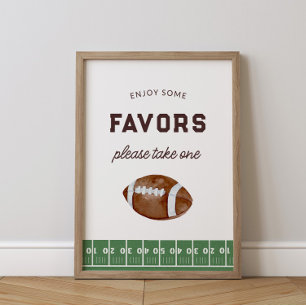 Boy's Football First Year Down 1st Birthday Favor Poster