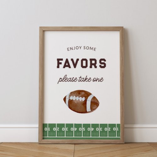 Boys Football First Year Down 1st Birthday Favor Poster