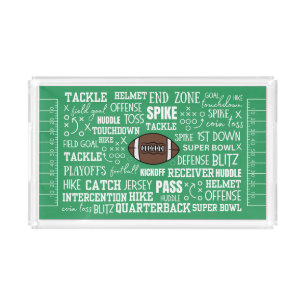 Boys Football First Year Down 1st Birthday Party Acrylic Tray