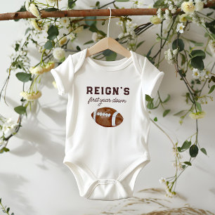 Boy's Football First Year Down 1st Birthday Party Baby Bodysuit