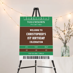 Boys Football First Year Down 1st Birthday Party Foam Board