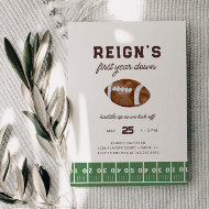 Boy's Football First Year Down 1st Birthday Party Invitation