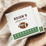 Boy's Football First Year Down 1st Birthday Party Napkins<br><div class="desc">Huddle up with your friends and loved ones – it's game time! Rally together for your little guys 1st birthday celebration. This design features a watercolor football and field with fun sporty typography.</div>