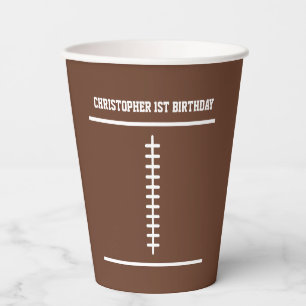 Boys Football First Year Down 1st Birthday Party Paper Cups