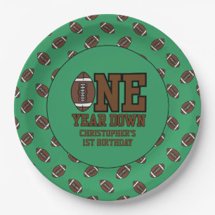 Boys Football First Year Down 1st Birthday Party Paper Plates