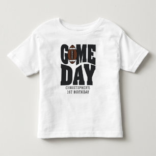 Boys Football First Year Down 1st Birthday Party Toddler T-shirt