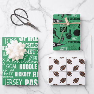 Boys Football Green Sports Birthday Wrapping Paper Sheets