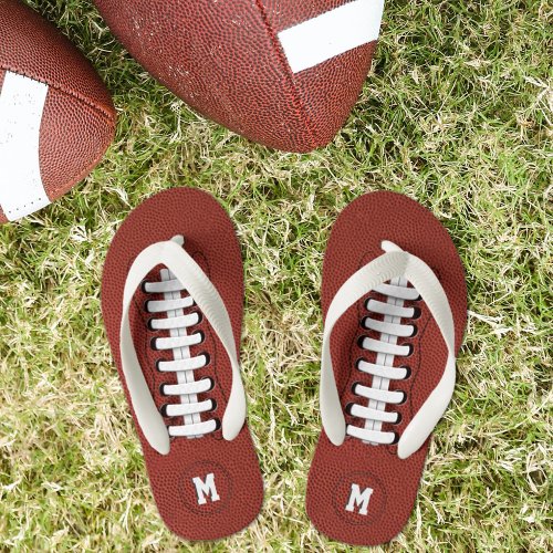 Boys Football Monogrammed Kids Flip Flops