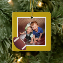 Boys Football Photo Christmas Ceramic Ornament