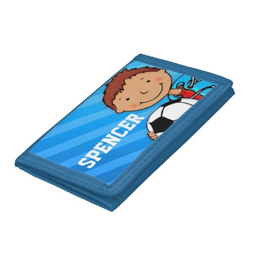 Boys football  soccer blue name wallet