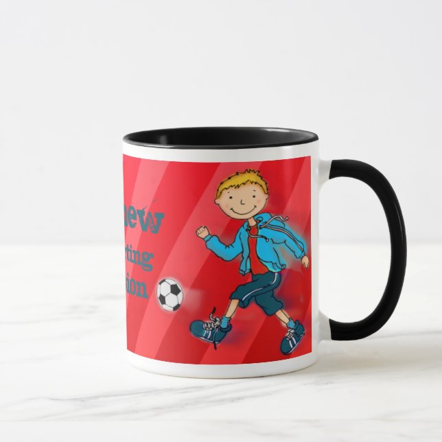 Boys football soccer champion mug red (Right)