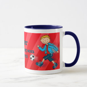 Boys football soccer hero mug red