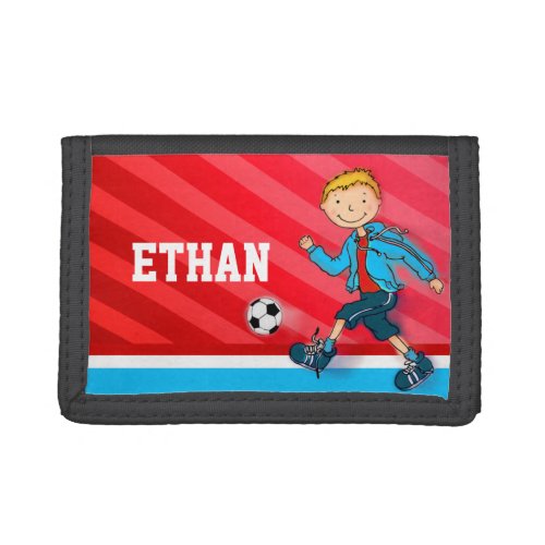 Boys football  soccer red name wallet