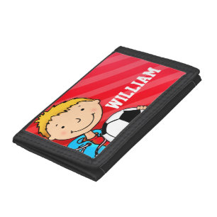 Boys football / soccer red name wallet