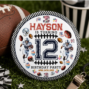 Boys Football Sports Birthday Party Button