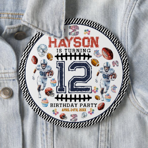 Boys Football Sports Birthday Party Button