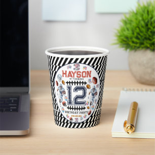 Boys Football Sports Birthday Party Paper Cups