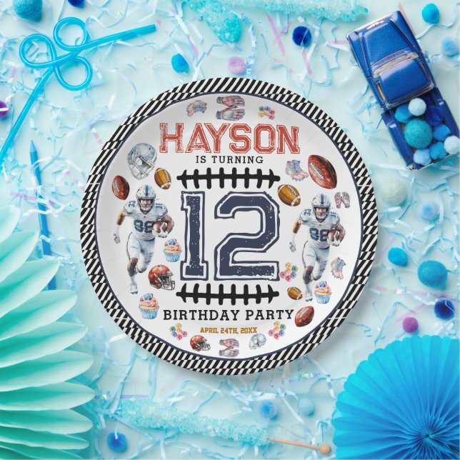 Boys Football Sports Birthday Party Paper Plates (Party)