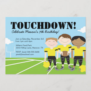 Boys Football Themed Birthday Party Invitation