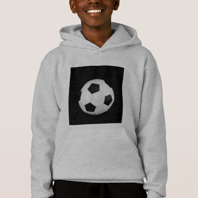 Boys Football Trendy Modern Cool Black soccer Hoodie (Front)