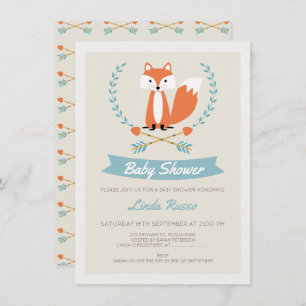 Boys Fox And Arrows Baby Shower Invitation