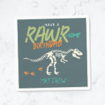 Boys Fun Dinosaur Dig Fossil Kids Birthday Napkins<br><div class="desc">This cute and fun boys birthday napkin design features a t-Rex dinosaur skeleton design. The napkins can be personalized with your kids name - the perfect dinosaur fossil dig themed tableware for your little ones party!</div>
