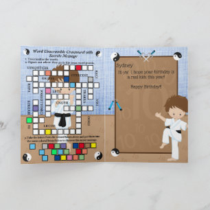 Boys Fun Karate Secret Message Happy Birthday Card