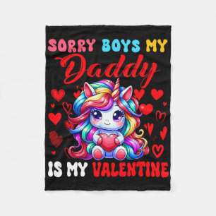 Boys Funny Joke Daddy Is My Valentine Unicorn Cute Fleece Blanket