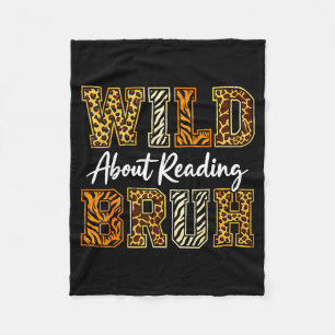 Boys funny wild animal about reading bruh book fleece blanket